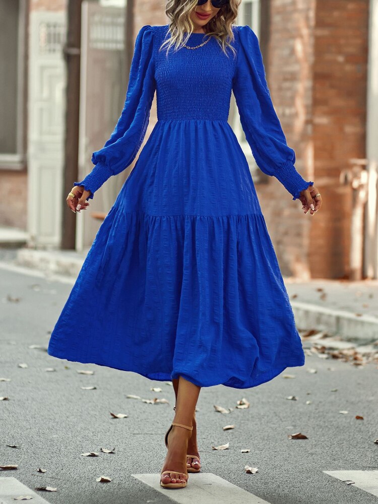 ONeck Lantern Sleeve Dress