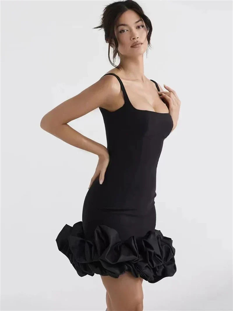 Cute Rose Ruffles Mini Party Dress