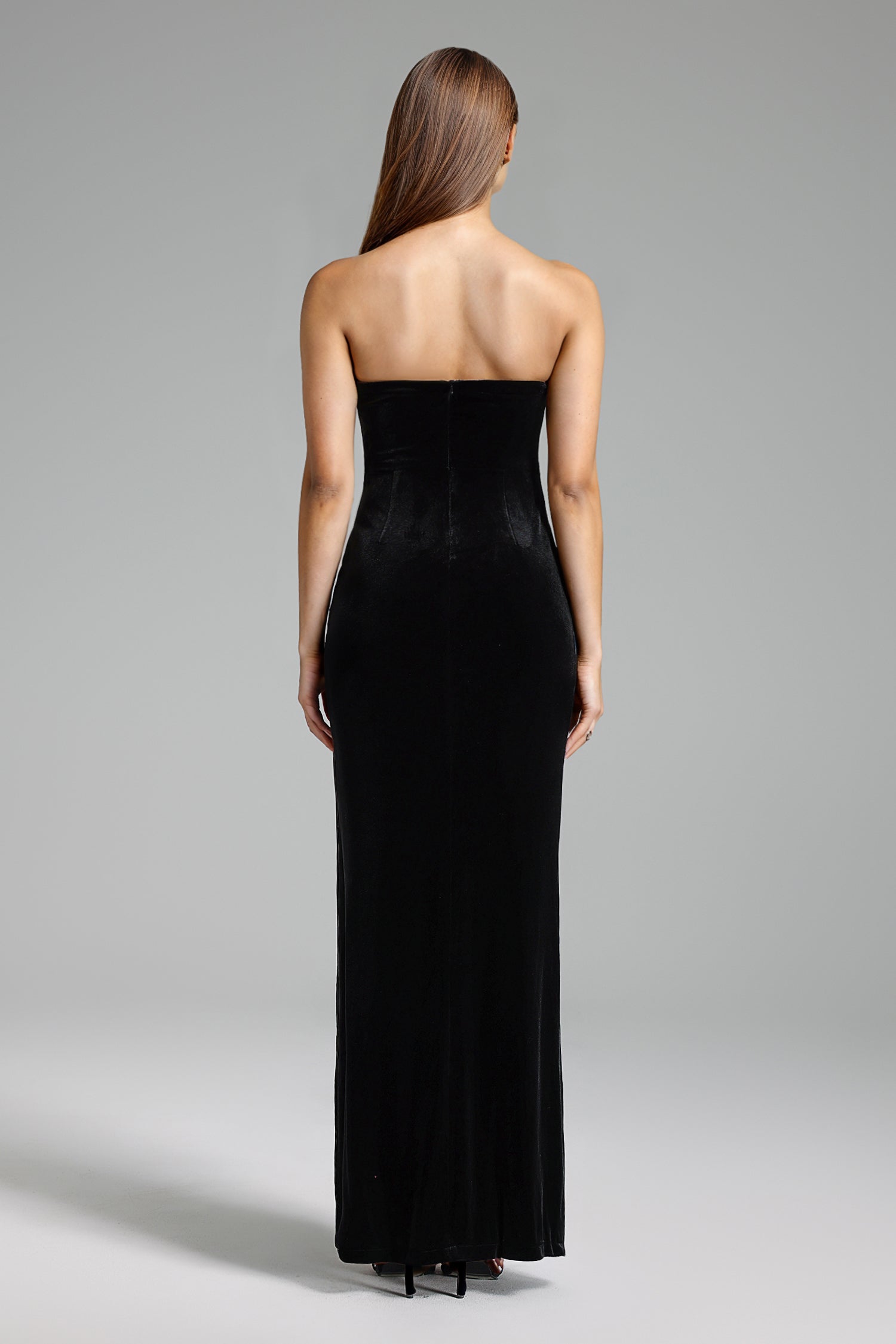 Strapless Velvet Maxi Dress