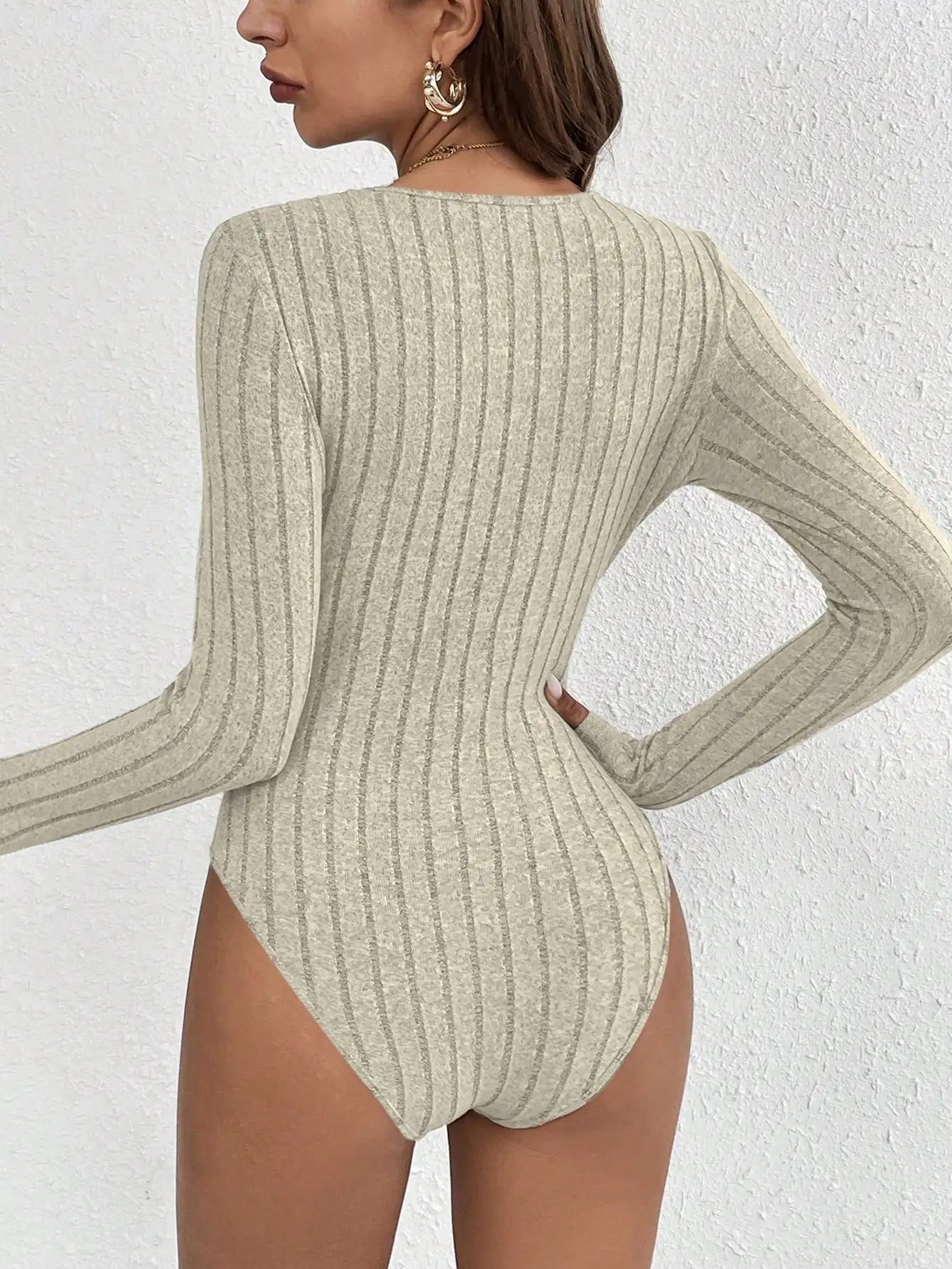 Slimming Solid Color V-Neck Lace Lace Onsie Women