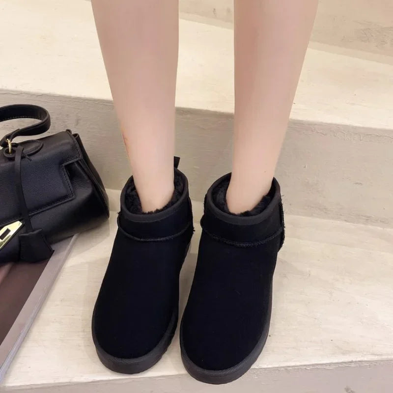 2024 New Stylish Thickened Warm Short Tube NonSlip Black Casual Snow Boot
