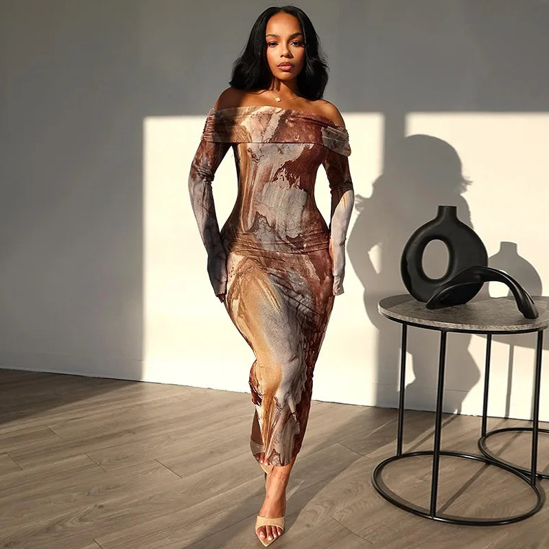 New Retro Fashion Sexy Oneline Trend Elegant Y2K Midi Dresses