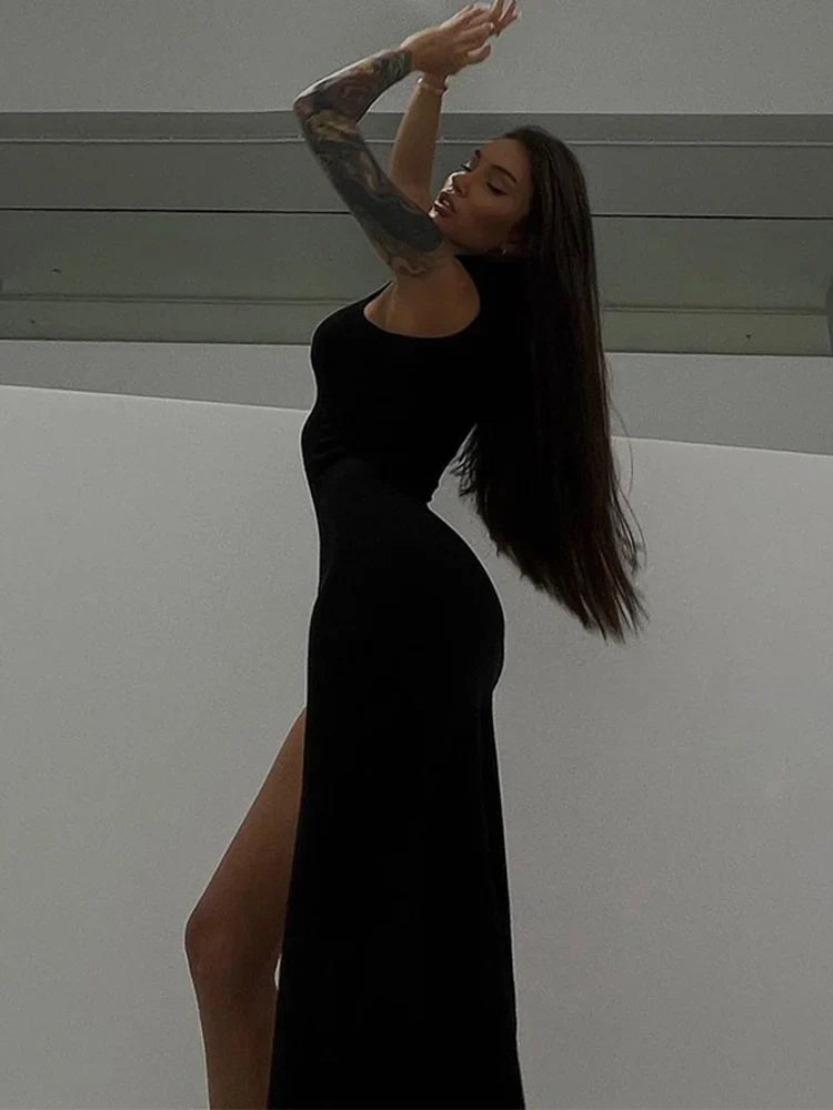 Slit Sleeveless Club Party Midi Dress
