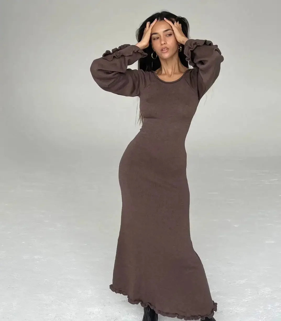 Backless Slim Comfortable Laceup Elegant Female Midi Dresses
