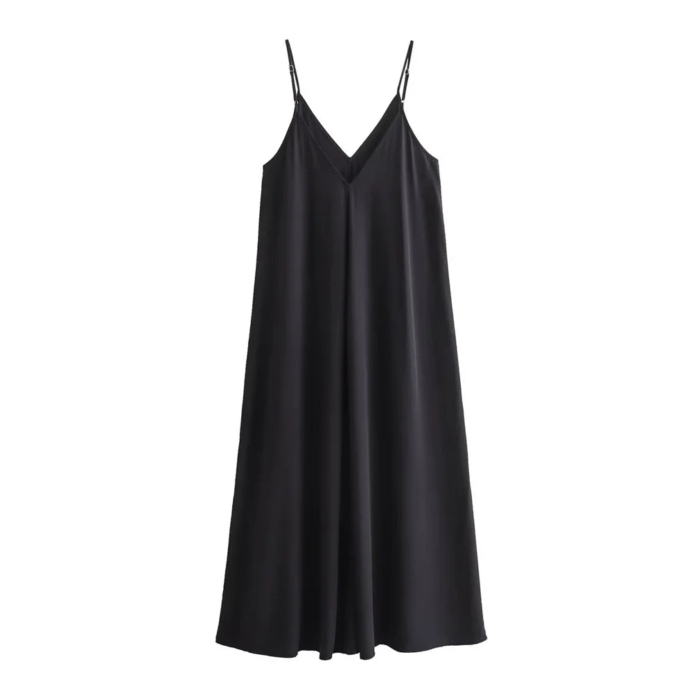 Greta Flowing Midi Dress for Women Effortless Chic Look