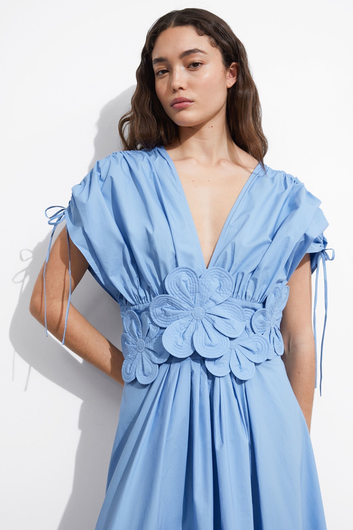 Maggie Floral Applique V neck Maxi Dress