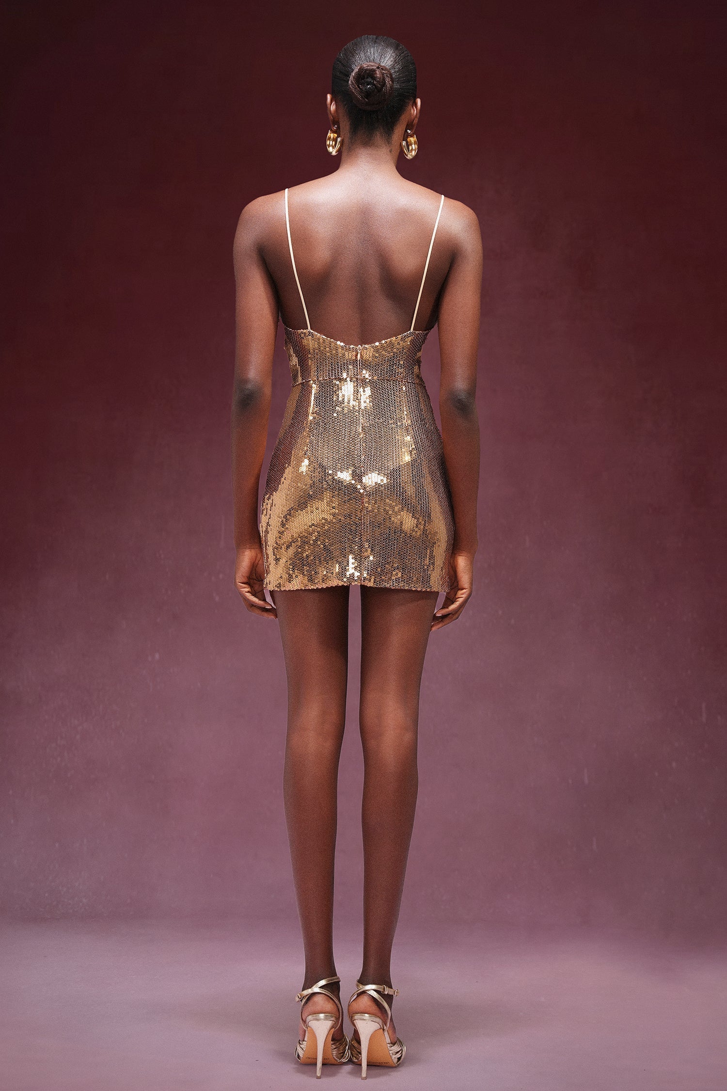 Halter V-Neck Sequin Mini Dress