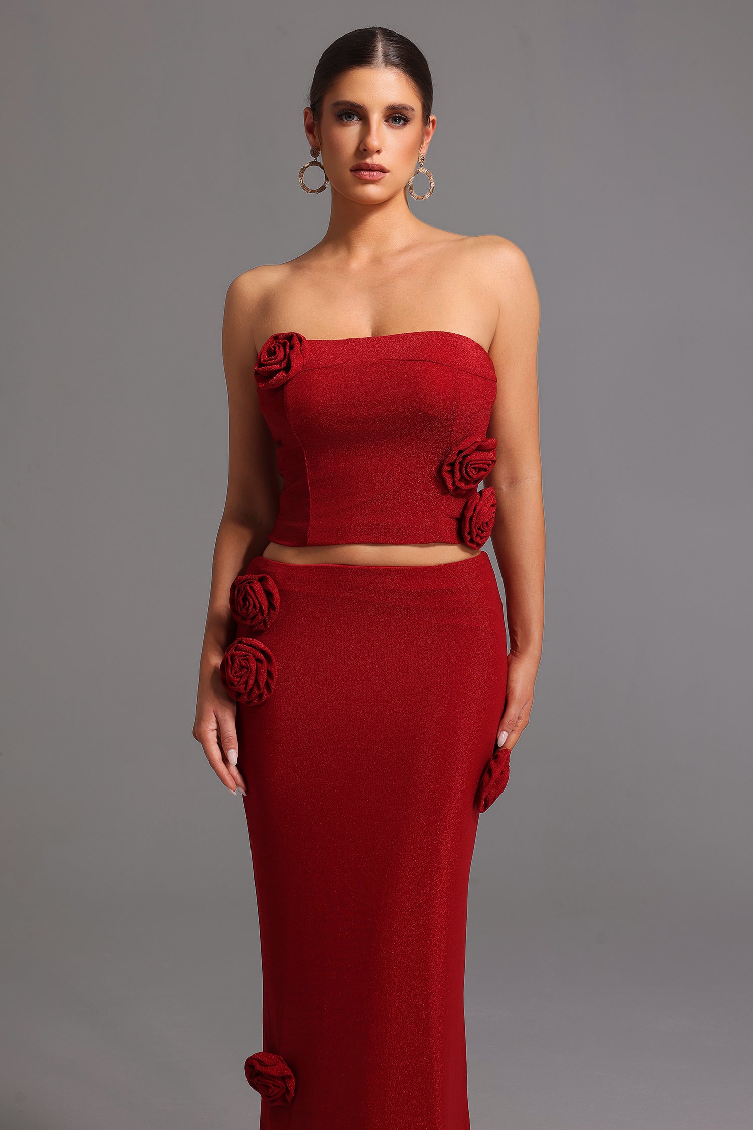 Strapless Flowers Maxi Set