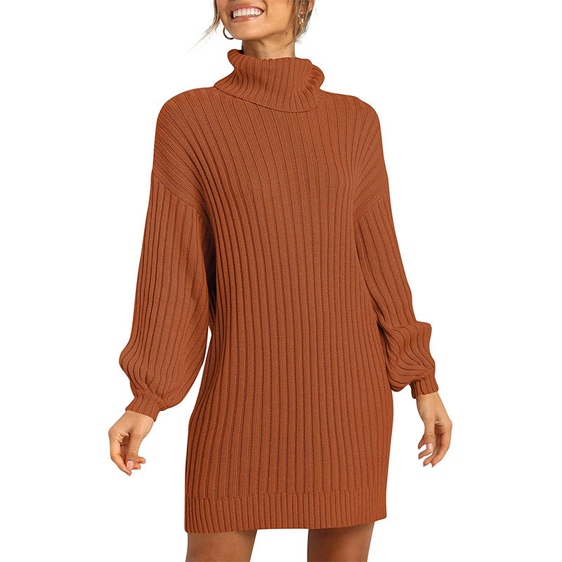 Frozen Heart Turtleneck Sweater Dress Clay