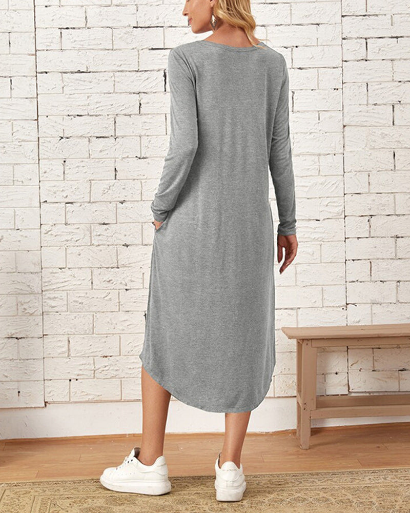 Mies Autumn and Long Sleeve, Loosely Curved Dress for Women