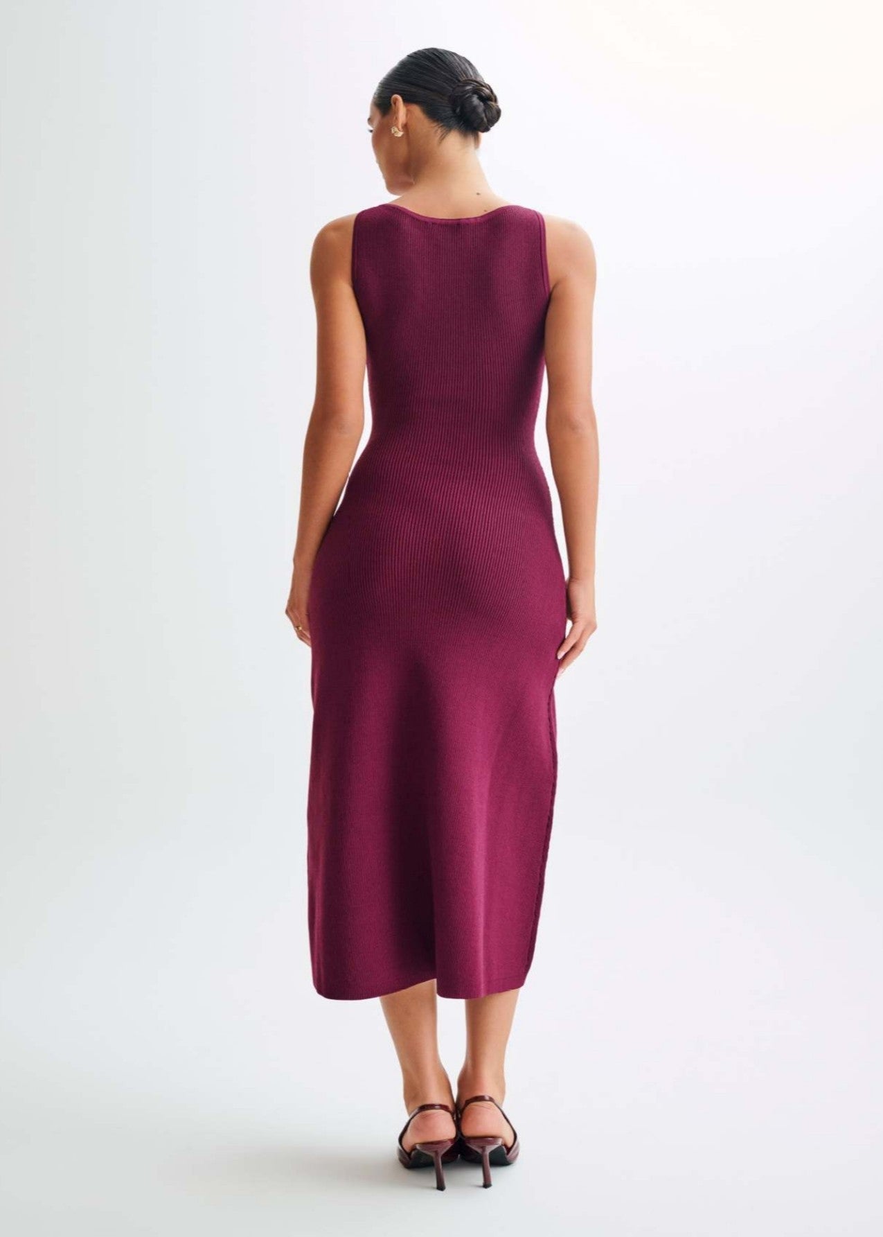 Juliette Ribbed Knit Button Midi Dress