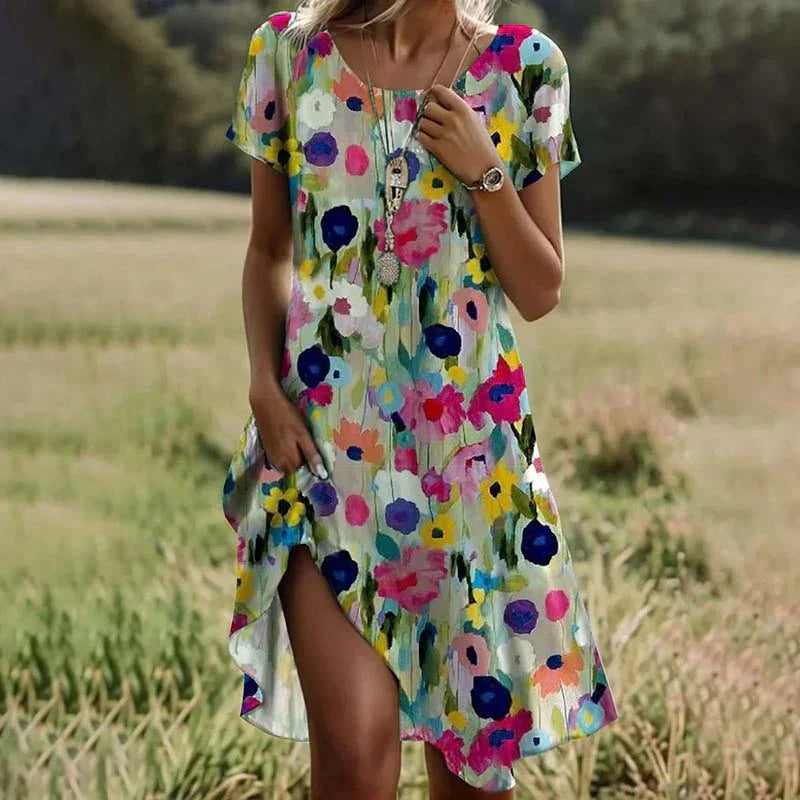 Julia Minimalist Flowery Summer Dress Elevated Occasion Wear