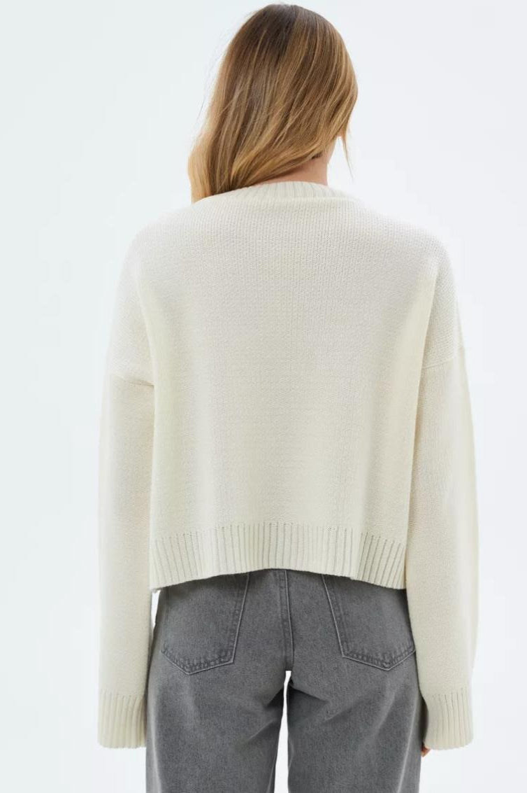 Solid Crewneck Loose Knit Sweater