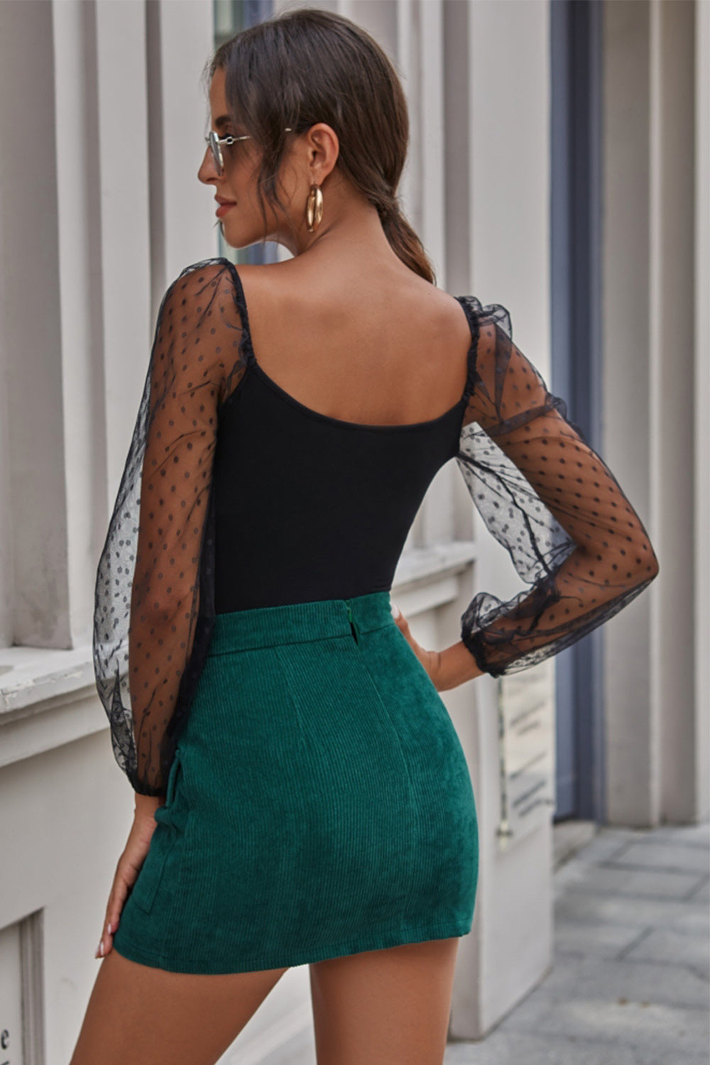 Pocket Corduroy Hip A-line Skirt