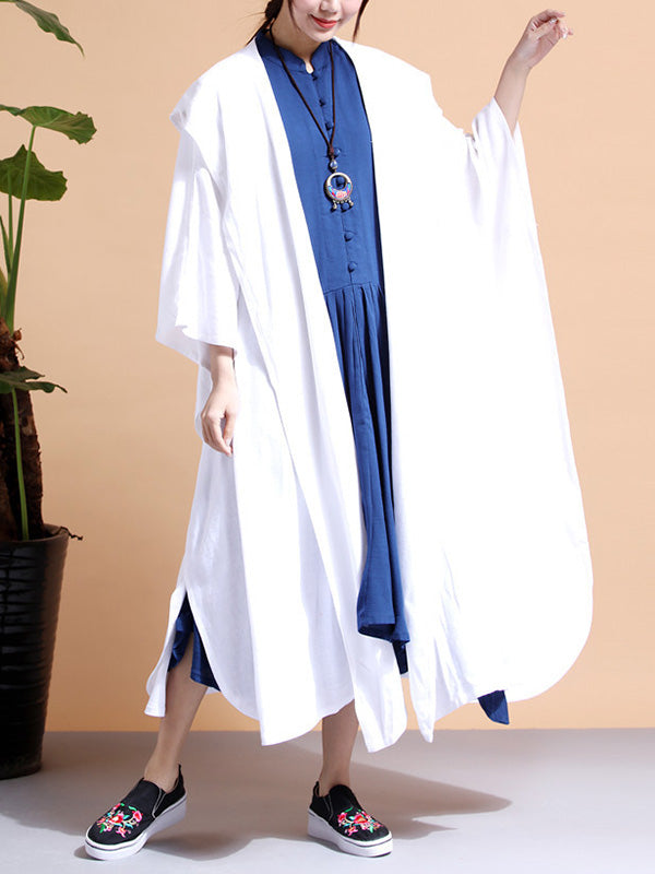 Batwing Sleeve Open Front Loose Long Cape Coat 2