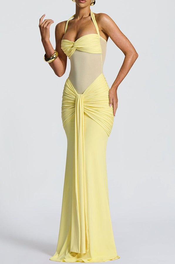 Mesh Panel Sash Maxi Dress 2
