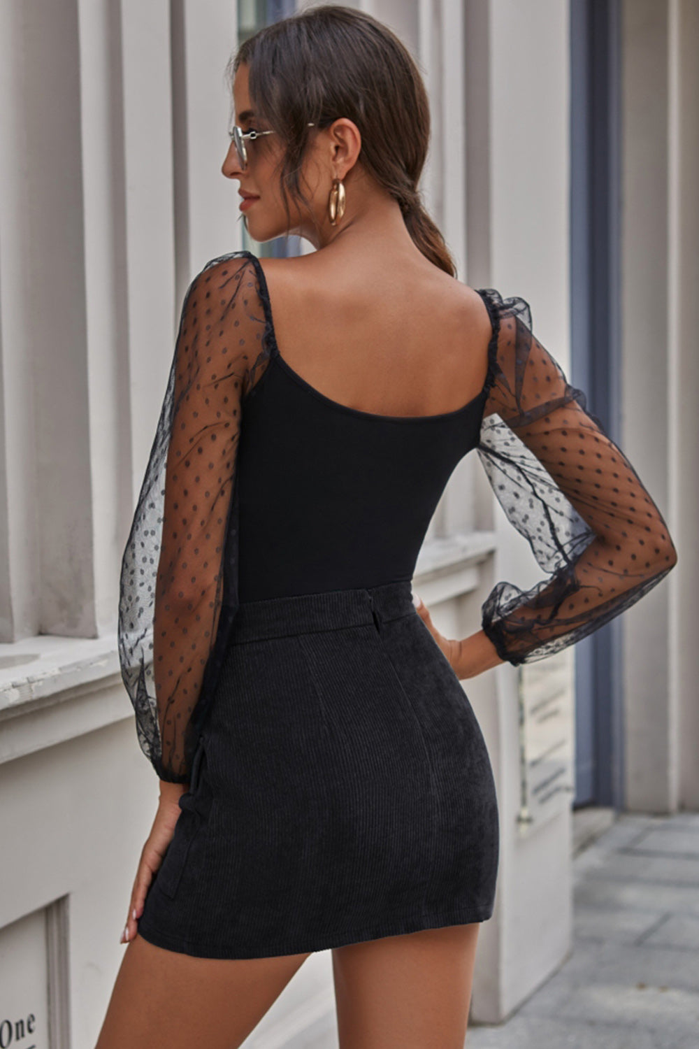 Pocket Corduroy Hip A-line Skirt