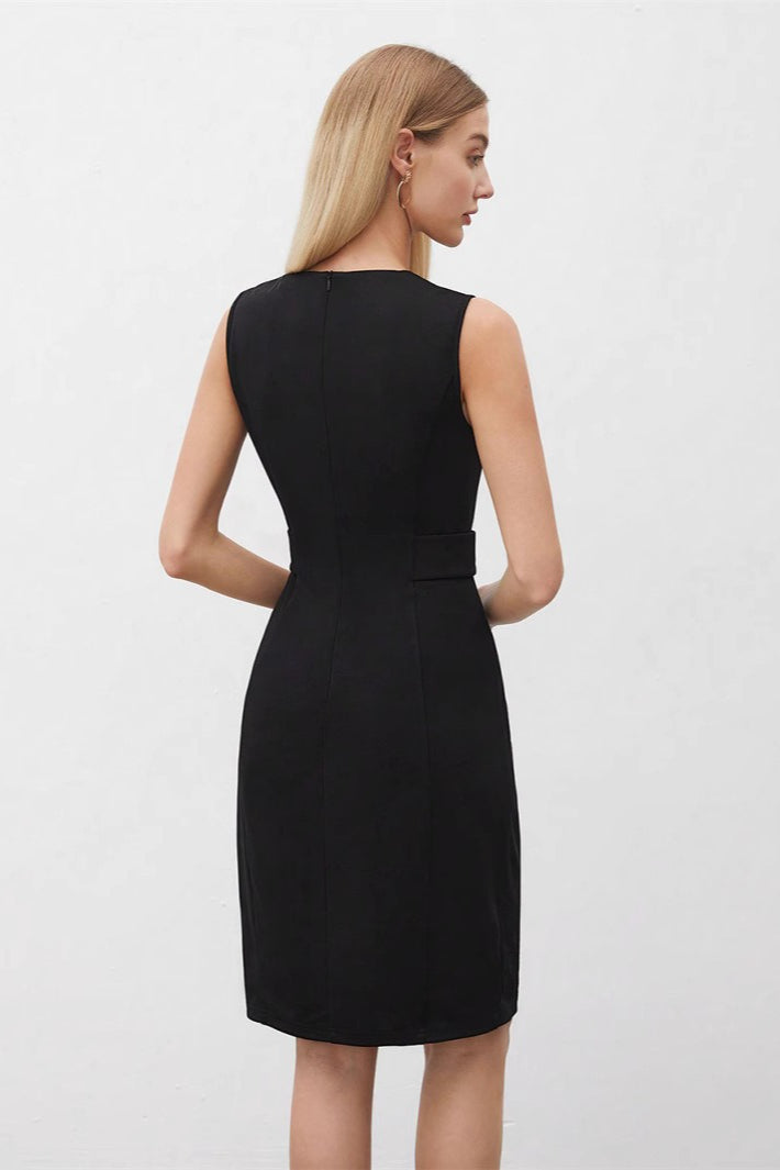 V Neck Sleeveless Chic Minimal Work Dress