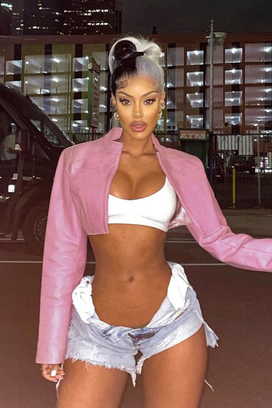 Sexy Pink Moto Varsity Jacket