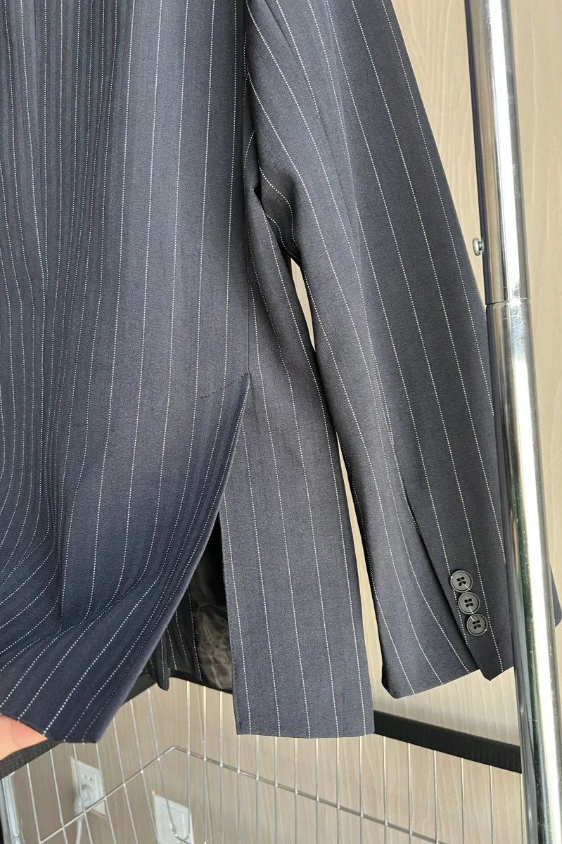 ShoulderPadded Pinstripe Blazer