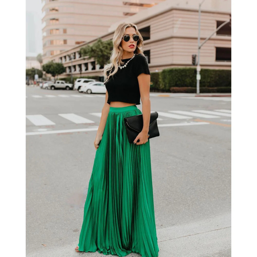 Alondra Premium Long Pleated Dress Elevated Occasion Wear