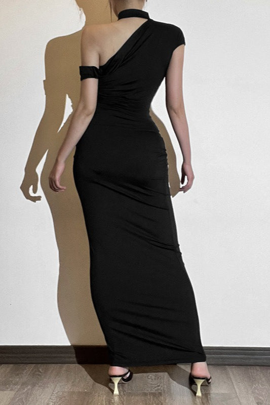 OneShoulder Slim Maxi Party Dress
