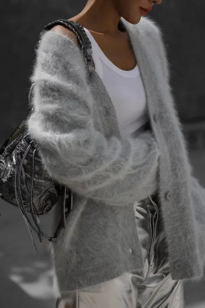 Oversized VNeck Knit Cardigan