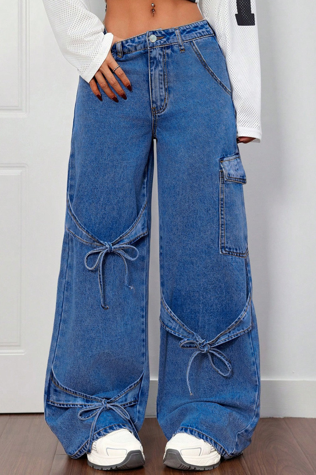 Bow Tie Cargo Style Jeans