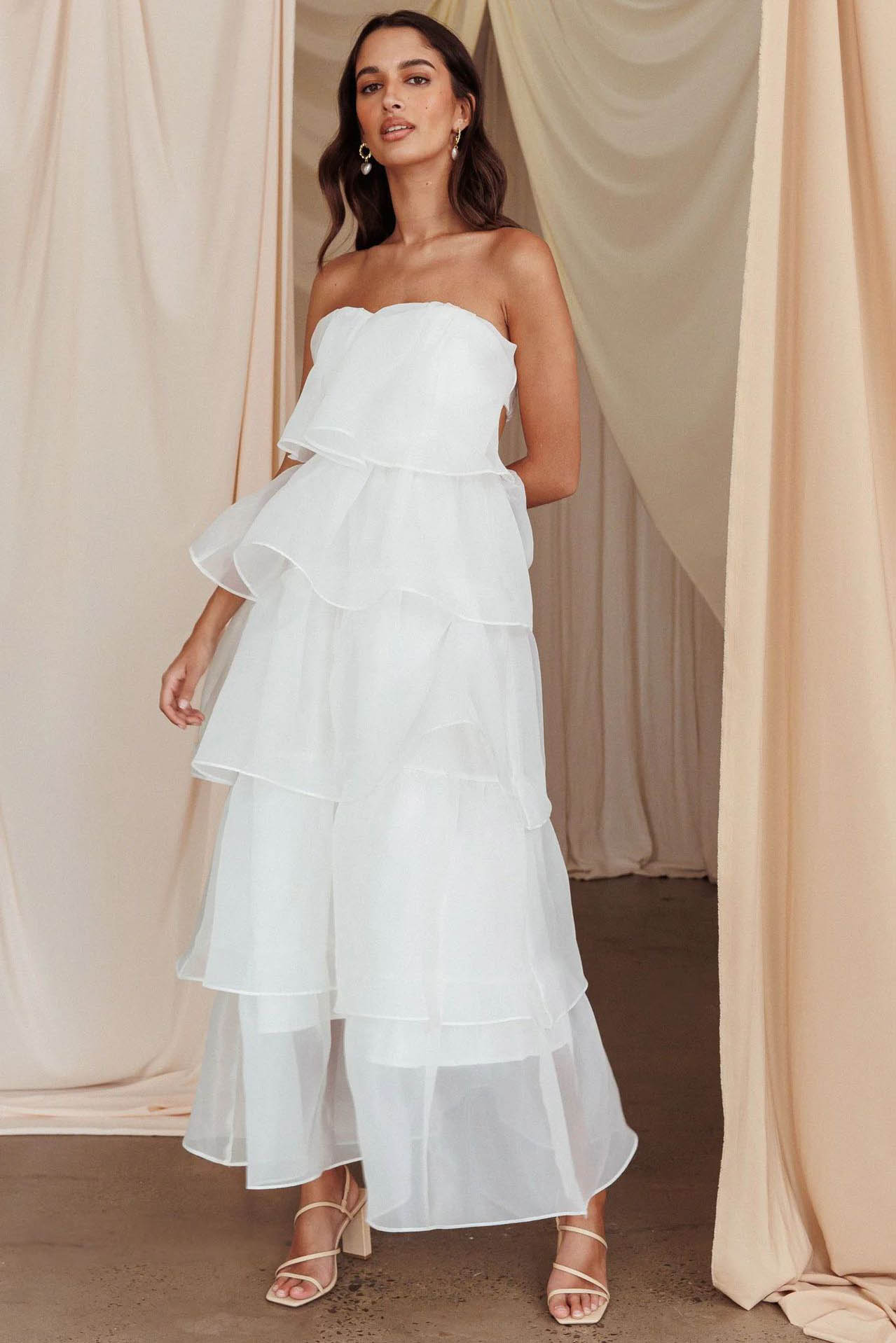 Estefanía Timeless Sunlit Ruffle Cascade Dress Elevated Occasion Wear