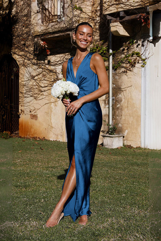 Vanesa Chic Deep V Neck Sleeveless Backless Dress Elevated Occasion Wear