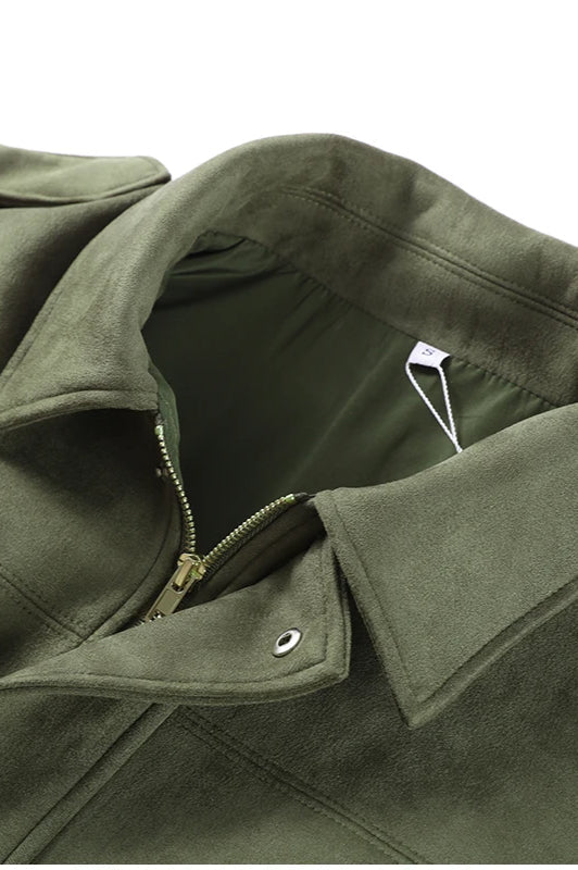 Suede Cropped ZipUp Jacket
