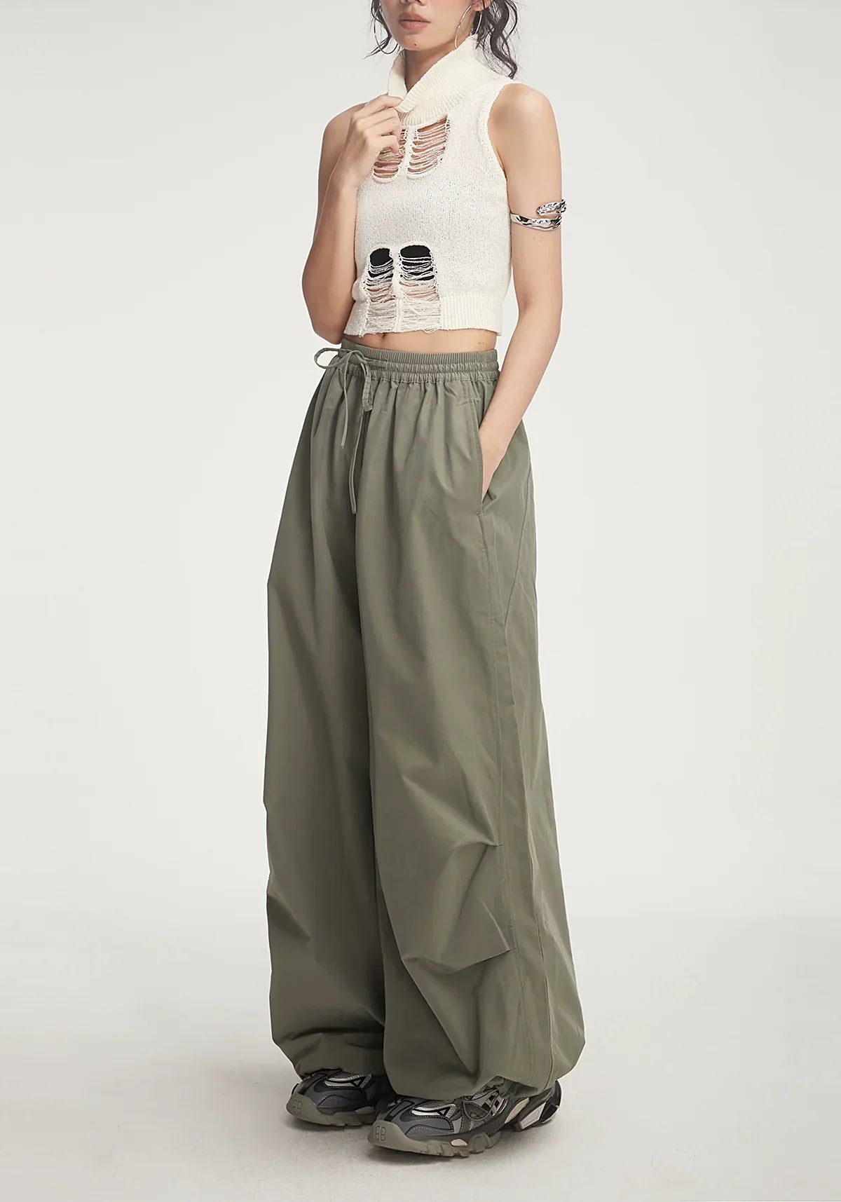 Balloon Drawstring Palazzo Pants