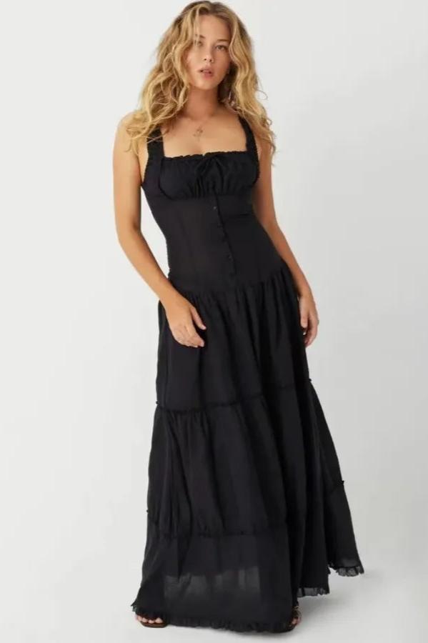 Isla Dreams - TieRed Maxi Dress with Smocked Bodice