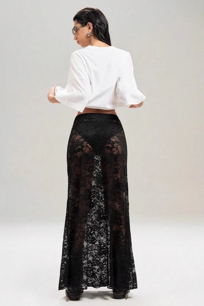 High-Waist Lace Bodycon Skirt