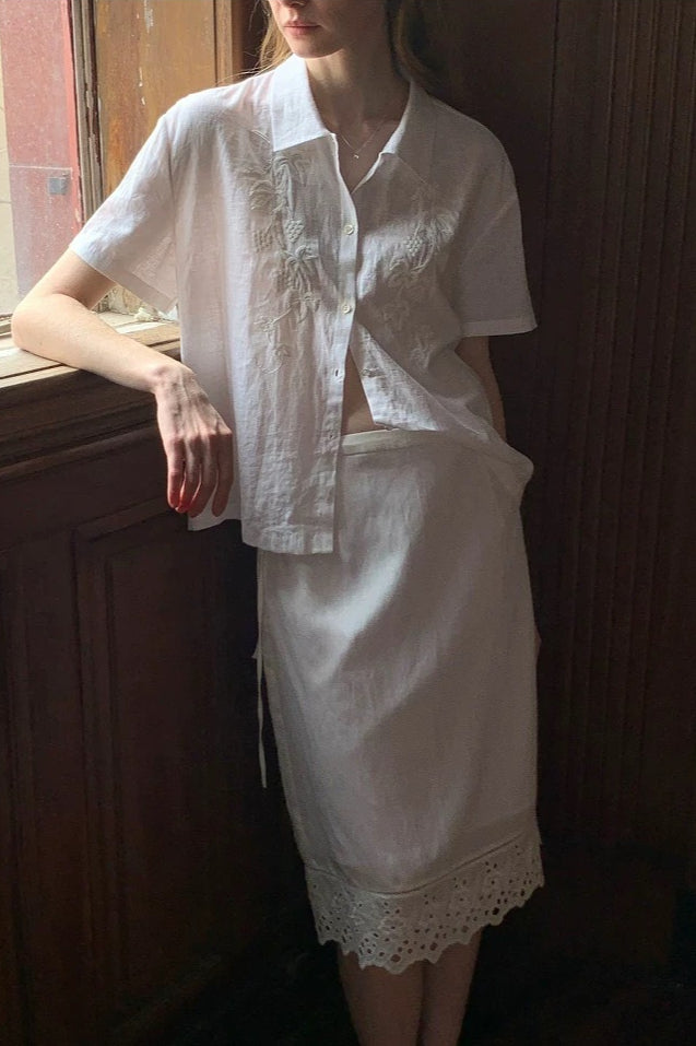 Linen Intricate Embroidery Blouse