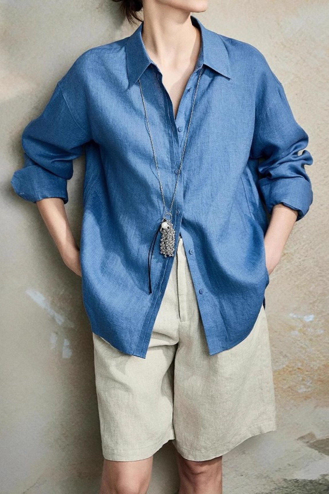 Linen Lightweight Button Down Blouse