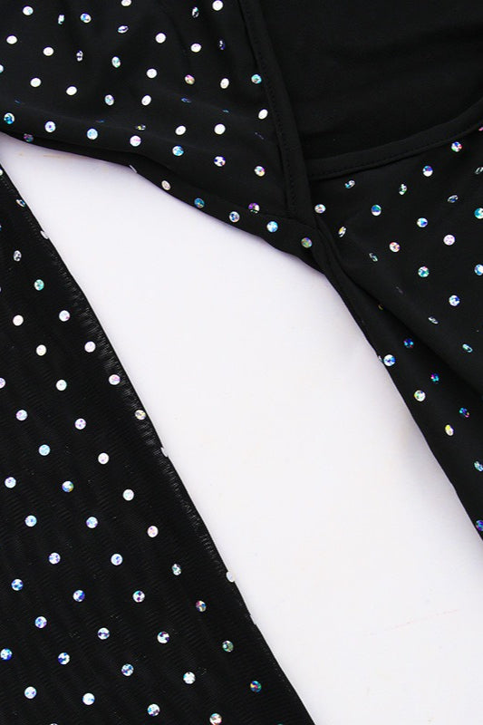 Black Sequin Cutout Tie Back Bodycon Maxi Dress 4