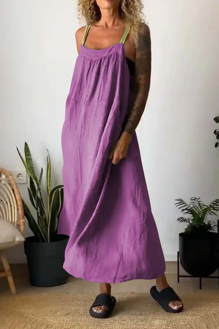 Simple Cotton Linen Sling Dress