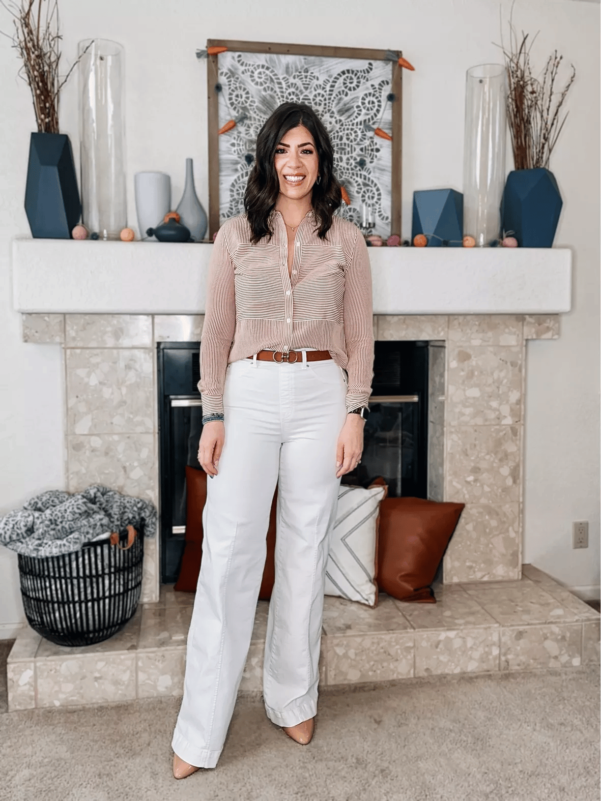 Vintage style sewn front wide leg jeans