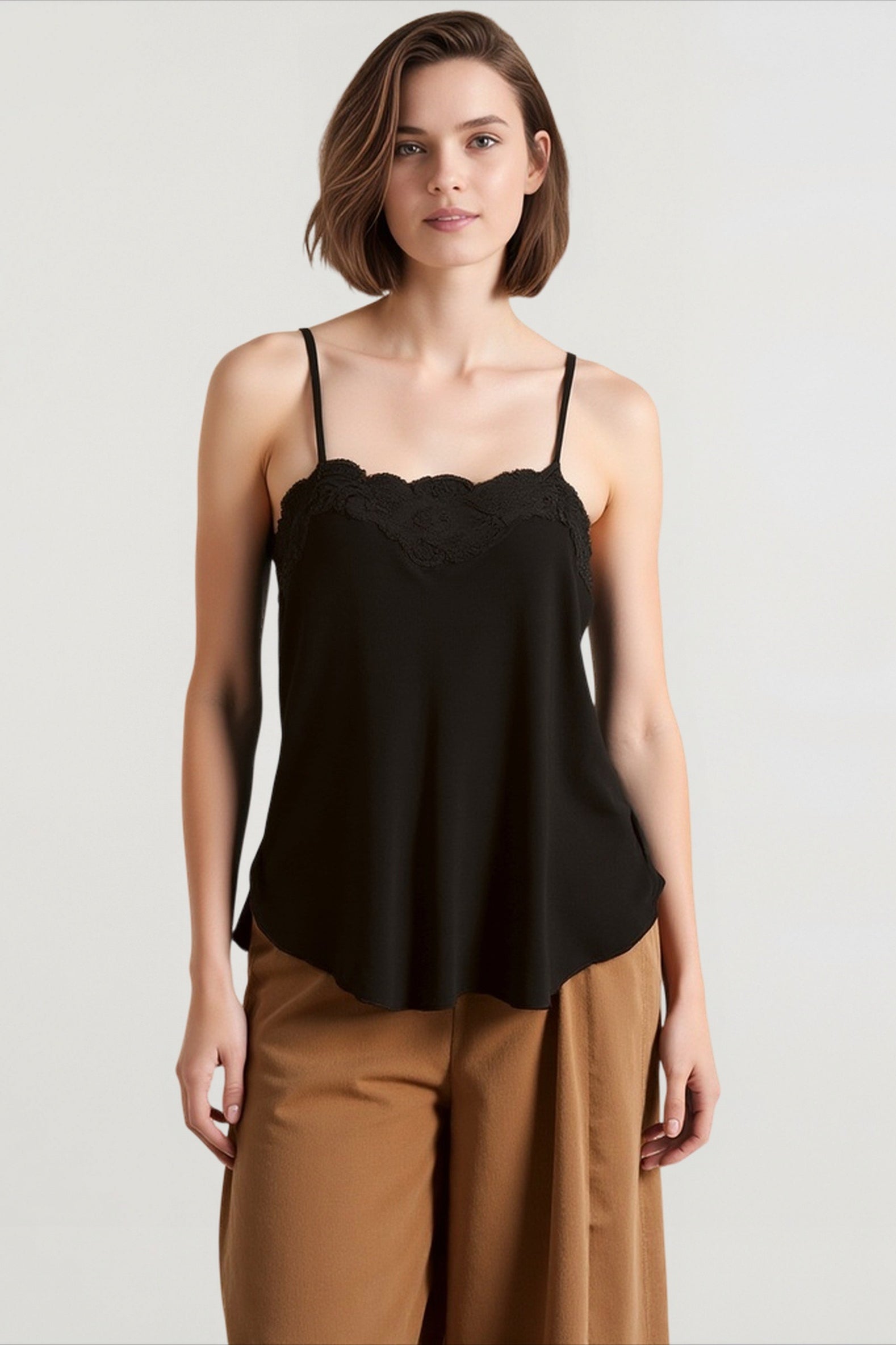 Loose fit solid satin cami top