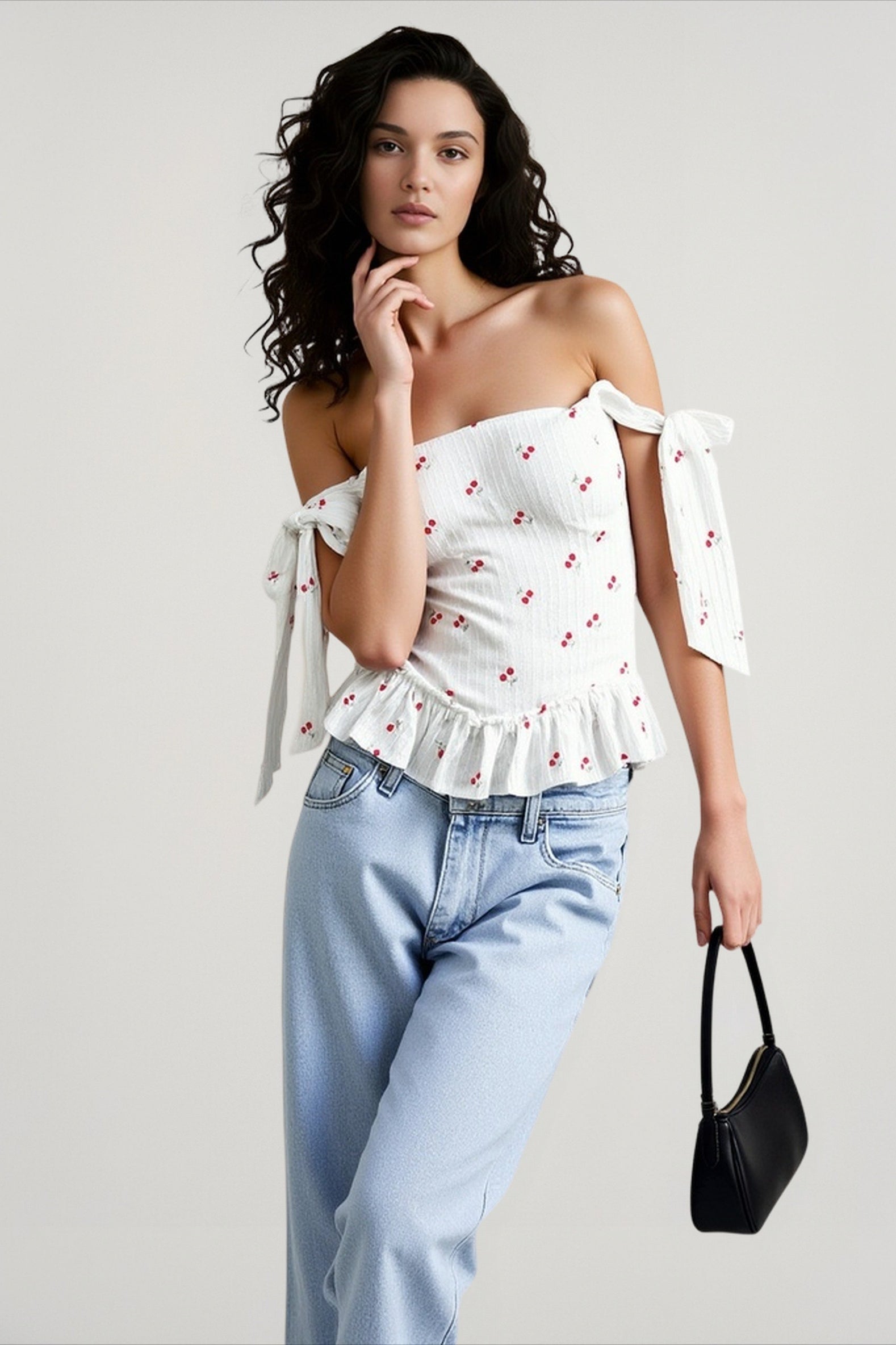 Print jacquard waist cami top