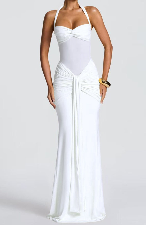 Mesh Panel Sash Maxi Dress 14