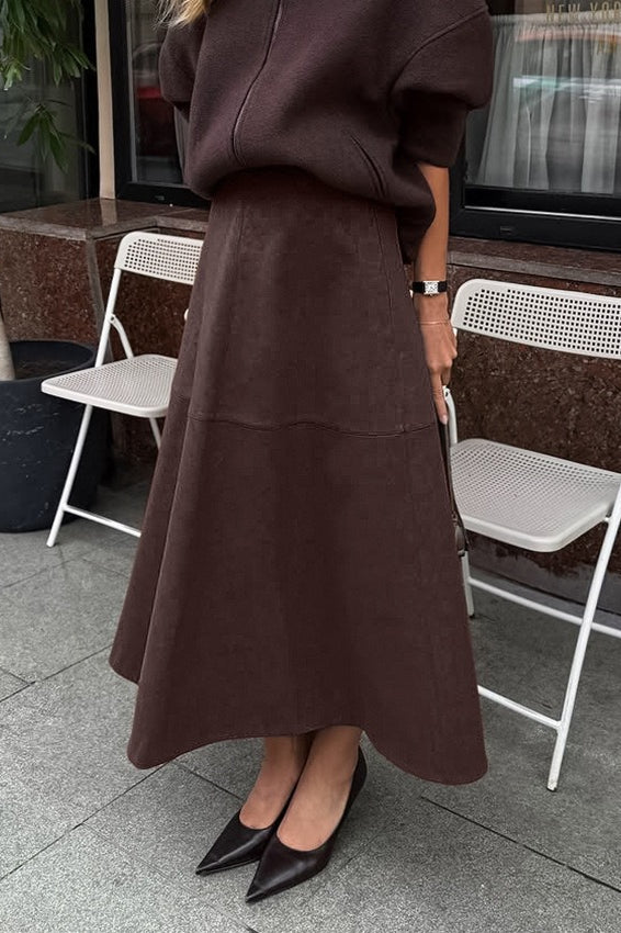 Suede Knit High-Waist Skirt