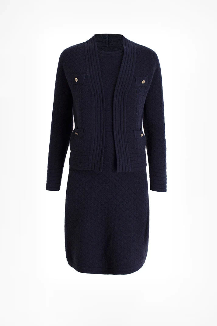 Isaura Elevated V Neck Cardigan and Tank Dress Set Premium Wardrobe Essential