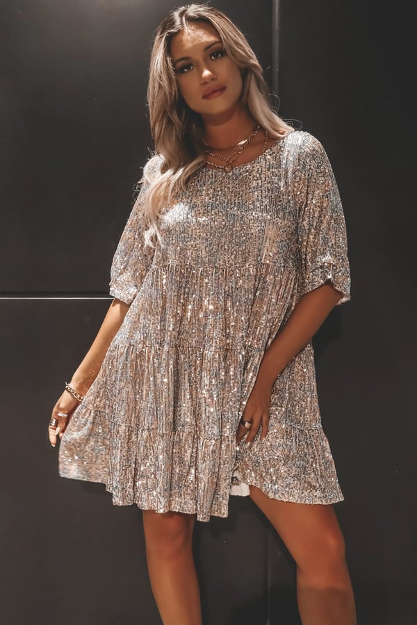 Xochitl Statement Loose Sequin Dress Designer Edit
