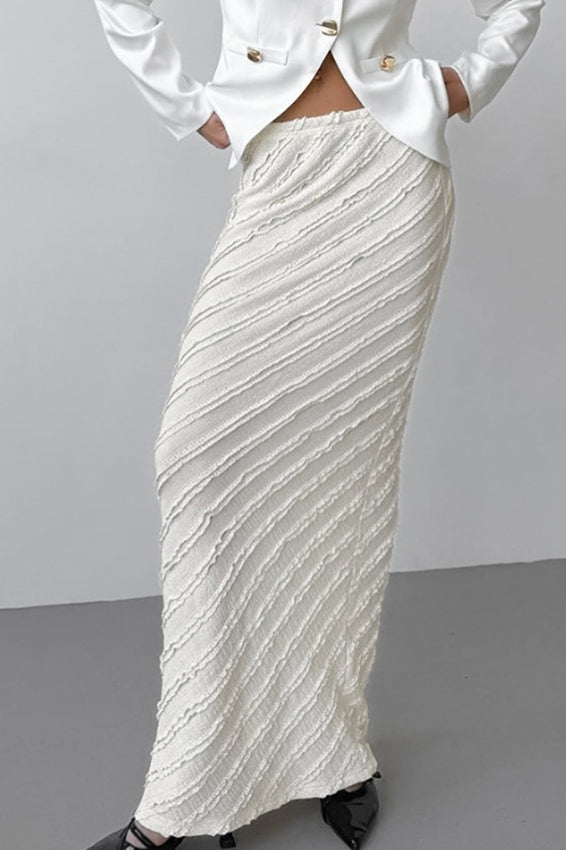 Lace Trim High-Slit Long Skirt