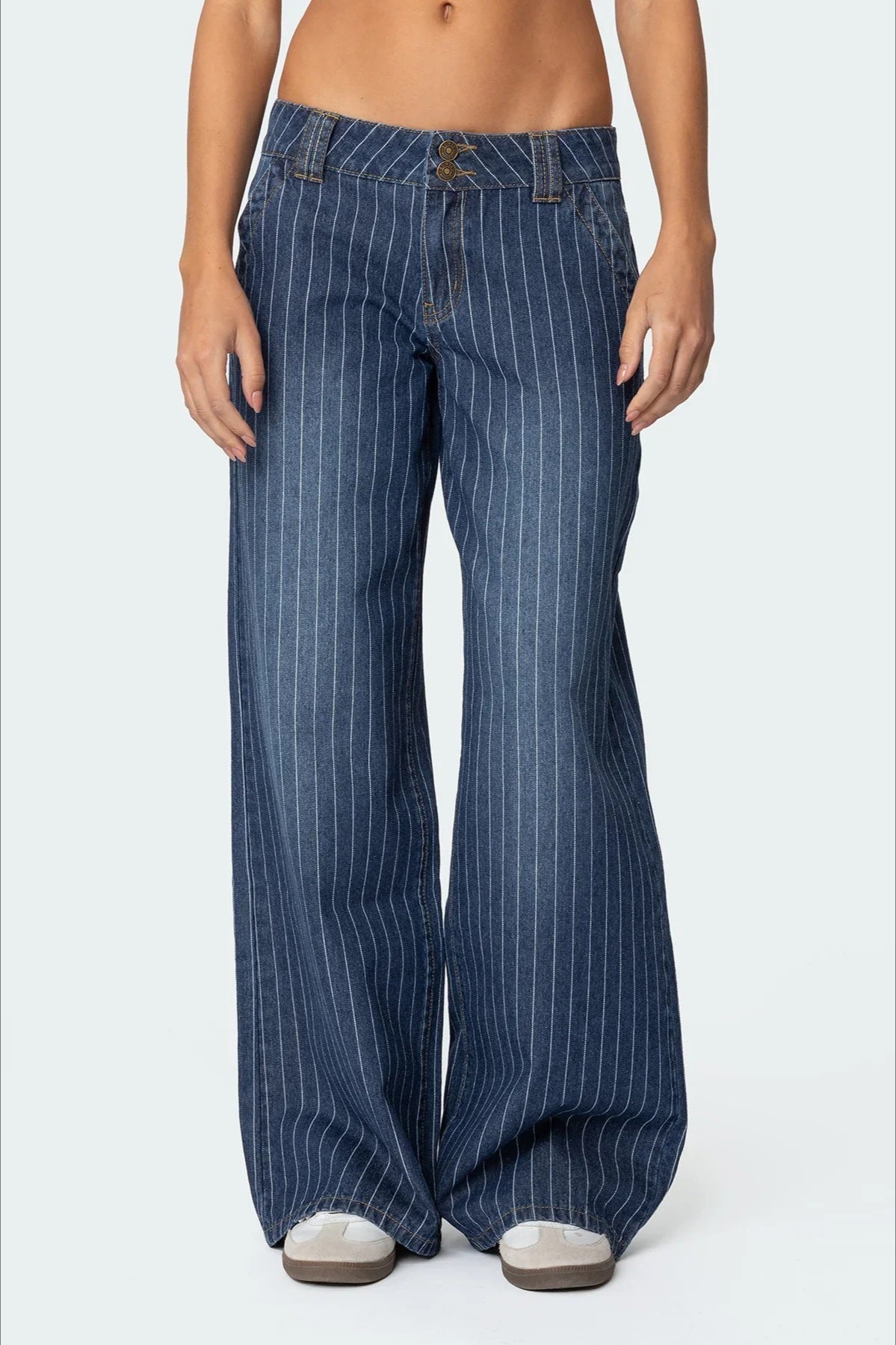 LowRise Striped Vintage WideLeg Denim Jeans