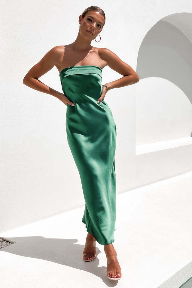 Half Open Back Sleeveless Silky Dress | Dress In Beauty