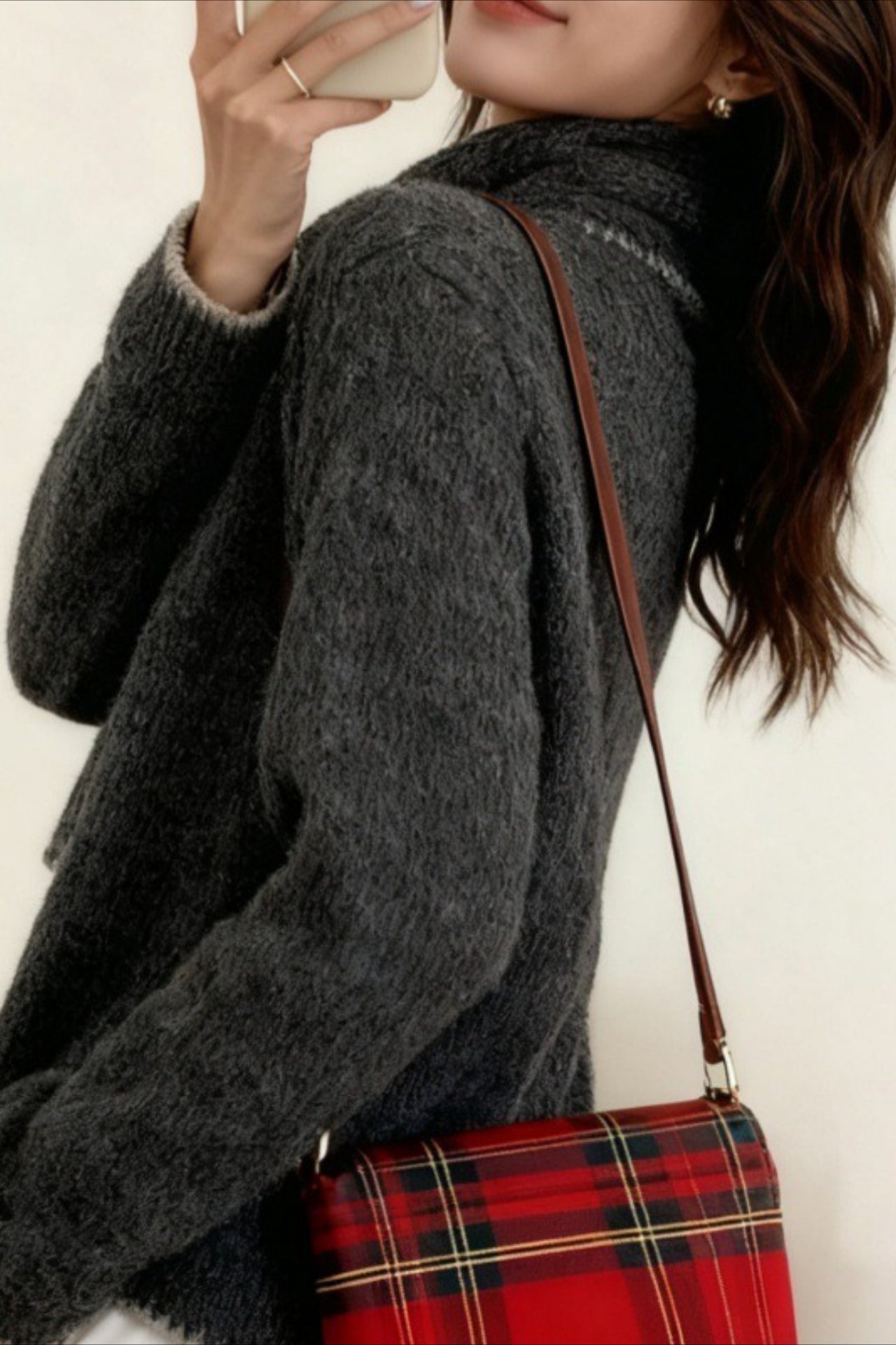 Color Block Cowl Neck Loose Knit Cardigan