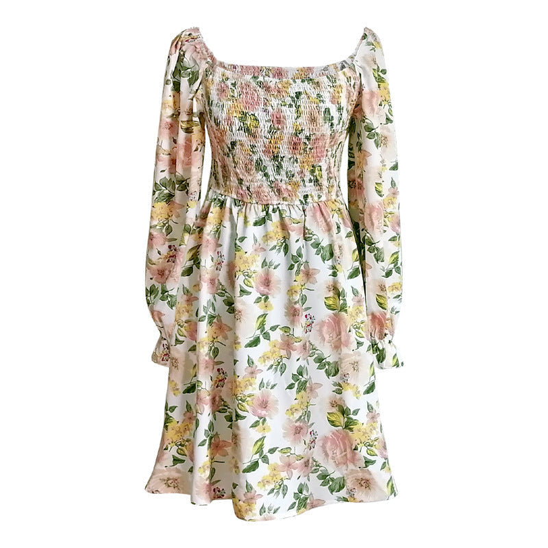 Leaf Print Sleeveless Midi Dress M / Green Dresses
